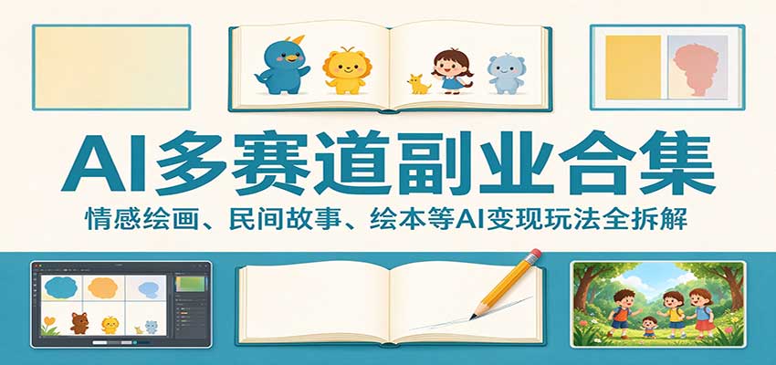AI多赛道副业合集：情感绘画、民间故事、绘本等AI变现玩法全拆解-heixxmi