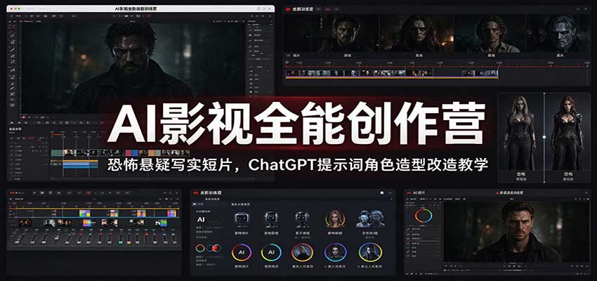 AI影视全能创作营：恐怖悬疑写实短片，ChatGPT提示词角色造型改造教学-heixxmi