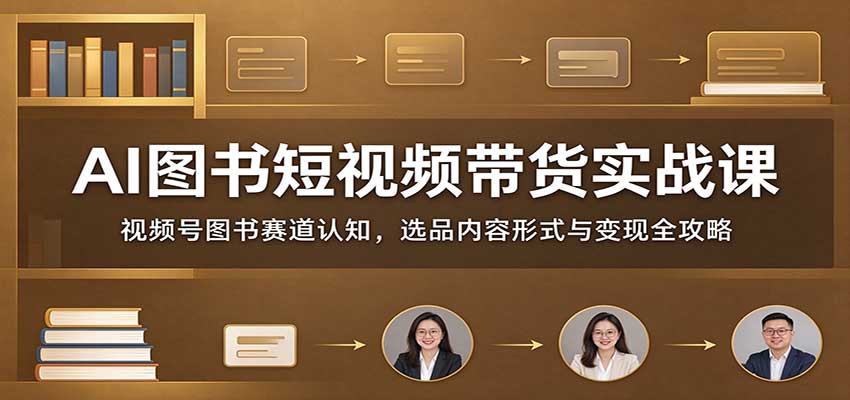 AI图书短视频带货实战课：视频号图书赛道认知，选品内容形式与变现全攻略-heixxmi