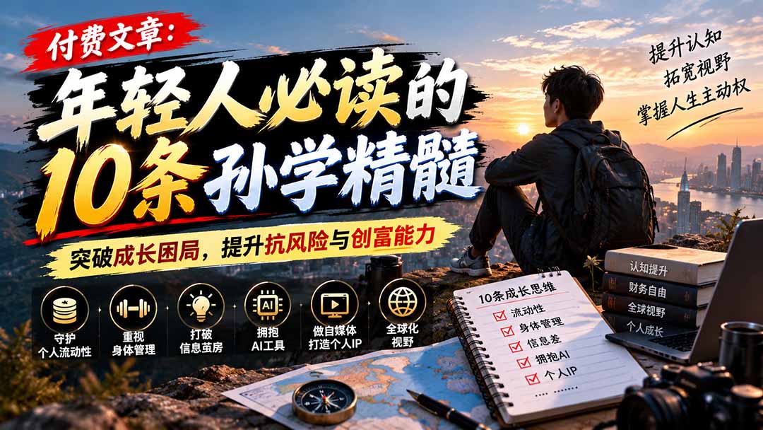 付费文章：年轻人必读的10条孙学精髓，突破成长困局，提升抗风险与创富能力-heixxmi